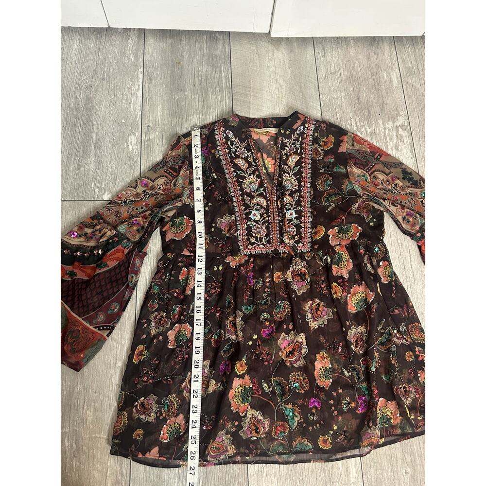 Soft Surroundings Embroidered Beaded Icon Asteria Tunic Sheer Boho Chic Flow SP - Picture 9 of 14